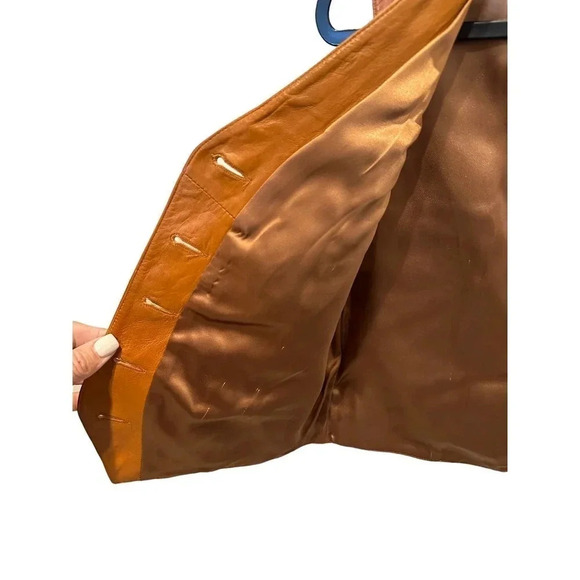The Leatherman Of California Leather Sleeveless Button Front Vest Size 10 - Picture 2 of 9